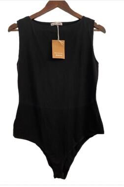 NWT REFORMATION Black Body Suit With Snap Crotch Size XL